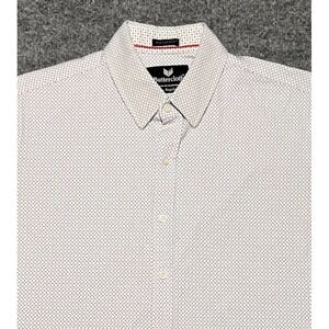 Buttercloth Icy Cotton White Geometric Short Sleeve Shirt Men Large Regular Fit